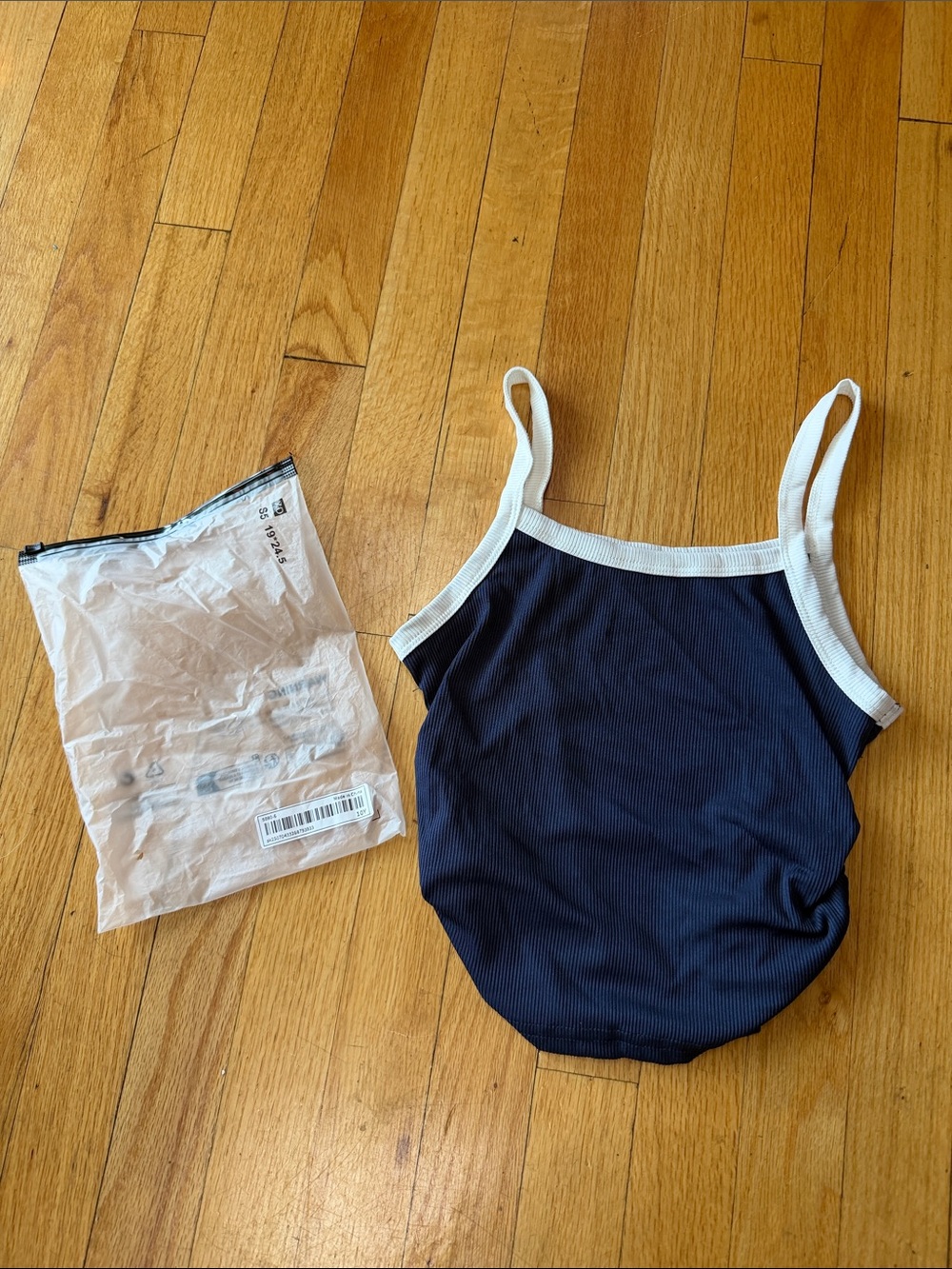 SHEIN Navy Blue Tank Top with White Trim